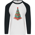 Christmas Board Games Xmas Tree Mens L/S Baseball T-Shirt White/Black