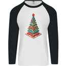 Christmas Board Games Xmas Tree Mens L/S Baseball T-Shirt White/Black