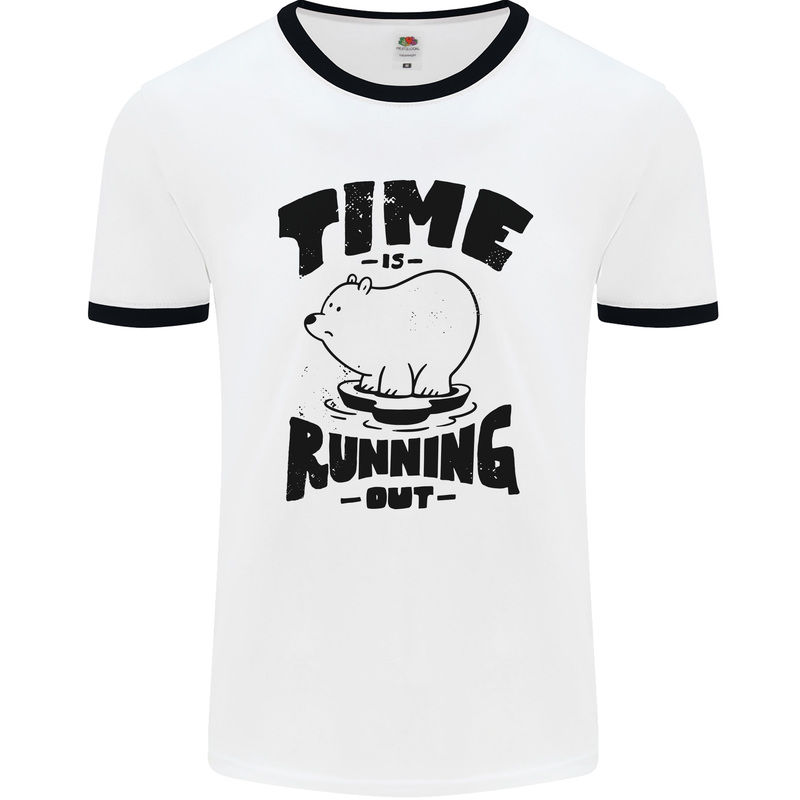 Time Running Out Climate Change Mens Ringer T-Shirt White/Black