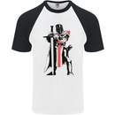 Knights Templar With Broad Sword Mens S/S Baseball T-Shirt White/Black