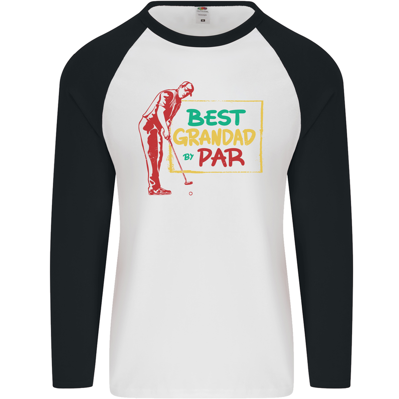 Grandparent's Day Best Grandad By Par Mens L/S Baseball T-Shirt White/Black