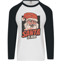 Ask Your Mum If Santa Real Funny Christmas Mens L/S Baseball T-Shirt White/Black