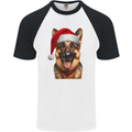 Christmas German Shepherd Xmas Dog Alsatian Mens S/S Baseball T-Shirt White/Black