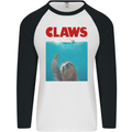 Claws Funny Sloth Parody Mens L/S Baseball T-Shirt White/Black