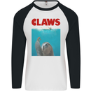 Claws Funny Sloth Parody Mens L/S Baseball T-Shirt White/Black