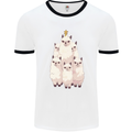 Llama Christmas Tree Xmas Mens Ringer T-Shirt White/Black