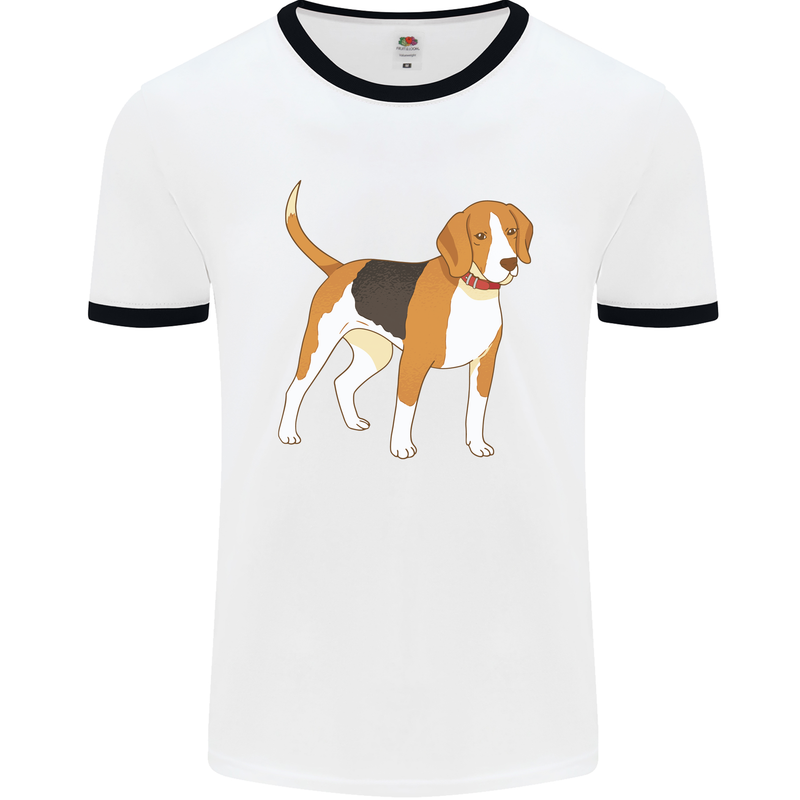 A Beagle Small Scent Hound Dog Mens Ringer T-Shirt White/Black