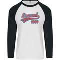 Legend Since 34th Birthday 1989 Mens L/S Baseball T-Shirt White/Black