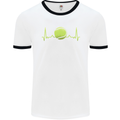 Tennis Player ECG Pulse Mens Ringer T-Shirt White/Black