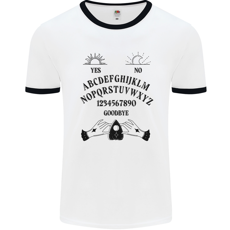 Ouija Board Dark Black Magic Voodoo Mens Ringer T-Shirt White/Black