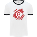 Torn Tunisia Flag Tunisian Day Football Mens Ringer T-Shirt White/Black