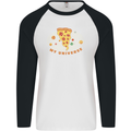 My Pizza Universe Funny Food Diet Mens L/S Baseball T-Shirt White/Black