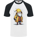 Santa Raincoat Christmas Rainy Season Santa Mens S/S Baseball T-Shirt White/Black