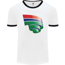 Curled Gambia Flag Gambian Day Football Mens Ringer T-Shirt White/Black