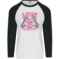 Love Never Ends Gothic Valentine's Day Mens L/S Baseball T-Shirt White/Black