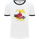 Torn Brunei Flag Bruneian Day Football Mens Ringer T-Shirt White/Black