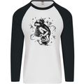 A Frog on a Mushroom Mens L/S Baseball T-Shirt White/Black