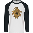 A Steampunk Penguin Mens L/S Baseball T-Shirt White/Black