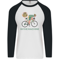 Cycling I'm the Machine Cyclist Funny Mens L/S Baseball T-Shirt White/Black