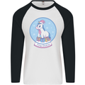 Christmas Unicorn Snow Globe Mens L/S Baseball T-Shirt White/Black