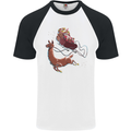 Santa & Llama Funny Christmas Sleigh Xmas Mens S/S Baseball T-Shirt White/Black