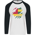 Torn Togo Flag Togolese Day Football Mens L/S Baseball T-Shirt White/Black