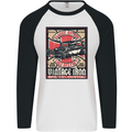 Classic Hotrod Vintage Iron Hot Rod Dragster Mens L/S Baseball T-Shirt White/Black