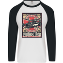 Classic Hotrod Vintage Iron Hot Rod Dragster Mens L/S Baseball T-Shirt White/Black