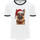 Christmas German Shepherd Xmas Dog Alsatian Mens Ringer T-Shirt White/Black