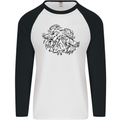 Vikings Valknut Symbol With Ravens Mens L/S Baseball T-Shirt White/Black