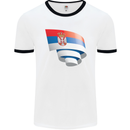 Curled Serbia Flag Serbia Day Football Mens Ringer T-Shirt White/Black