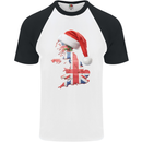 Christmas Great Britain UK Union Jack Flag Xmas Mens S/S Baseball T-Shirt White/Black