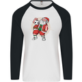 Football Santa Christmas Soccer Xmas Mens L/S Baseball T-Shirt White/Black