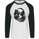 Headphones & Nature Music Trekking Hiking Mens L/S Baseball T-Shirt White/Black