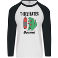 T-Rex Hates Boxing Funny Boxer MMA Sport Mens L/S Baseball T-Shirt White/Black