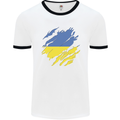 Torn Ukraine Flag Ukrainian Day Football Mens Ringer T-Shirt White/Black