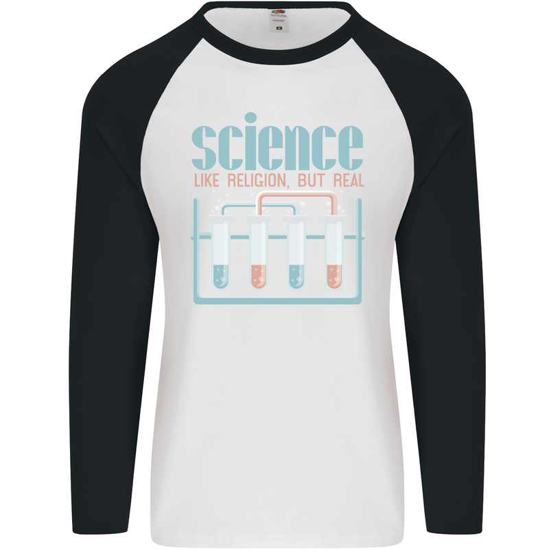 Science Like Religion Atheist Atheism Evolution Mens L/S Baseball T-Shirt White/Black