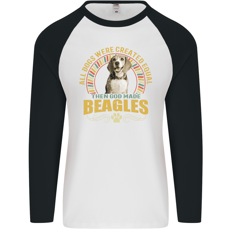 A Beagle Dog Mens L/S Baseball T-Shirt White/Black