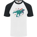 Angry Christmas T-Rex Xmas Dinosaur Mens S/S Baseball T-Shirt White/Black