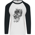 Odin the Viking on Horseback Valhalla Gods Mens L/S Baseball T-Shirt White/Black
