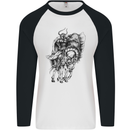 Odin the Viking on Horseback Valhalla Gods Mens L/S Baseball T-Shirt White/Black