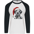 Christmas Dalmatian Wearing a Xmas Hat Dog Mens L/S Baseball T-Shirt White/Black