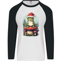 Christmas Frog Toadstool Xmas Mycology Foraging Mens L/S Baseball T-Shirt White/Black