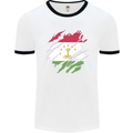 Torn Tajikistan Flag Tajik Day Football Mens Ringer T-Shirt White/Black