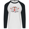 London Coat of Arms England St Georges Day Mens L/S Baseball T-Shirt White/Black