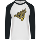 Steampunk Racing Car Mens L/S Baseball T-Shirt White/Black
