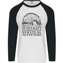Bushcraft Outdoor Survival Adventure Mens L/S Baseball T-Shirt White/Black