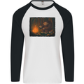 Bigfoot Camping and Cooking Marshmallows Mens L/S Baseball T-Shirt White/Black