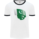Curled Pakistan Flag Pakistani Day Football Mens Ringer T-Shirt White/Black