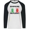 Player Two Wanted Funny Singles Day Gamer Mens L/S Baseball T-Shirt White/Black